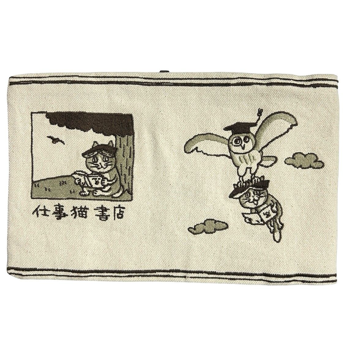 ねこのこ③ブックカバー、ポーチ ブックポーチ ギンガム lightblue | NINE STORIES