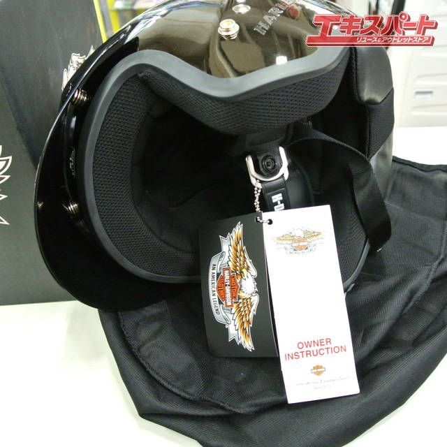 Harley-Davidson ジェットヘルメット 黒・赤（LX FLAMEZ バイク