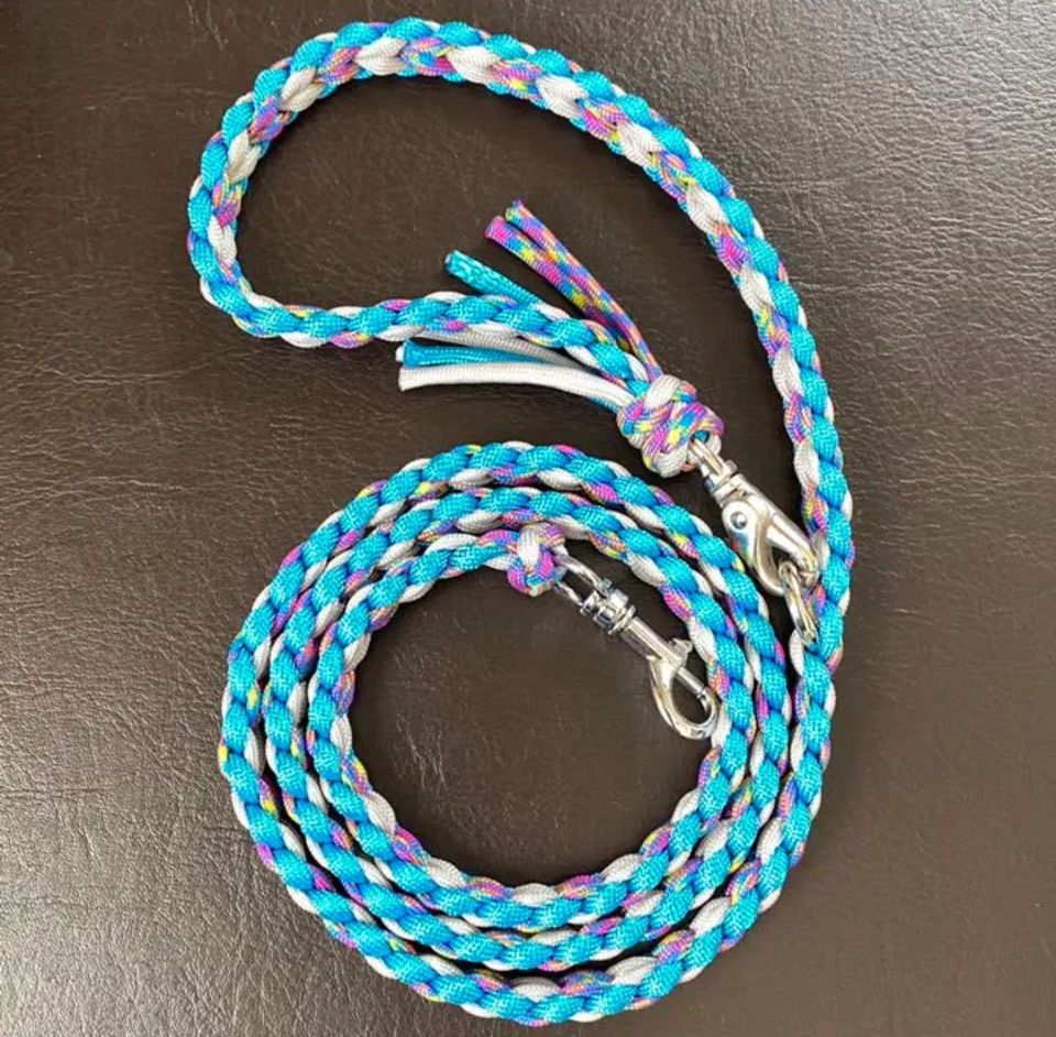 パラコードリード　カフェリード　ハート編み　ターコイズブルー　№070 パラコードリード カフェリード ハート編み ターコイズブルー №070