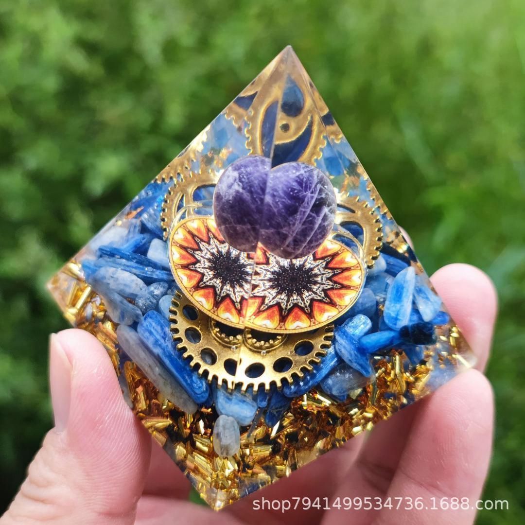 SHOPS】開運 オルゴナイト ピラミッド 健康 金運 アメジスト カイヤ