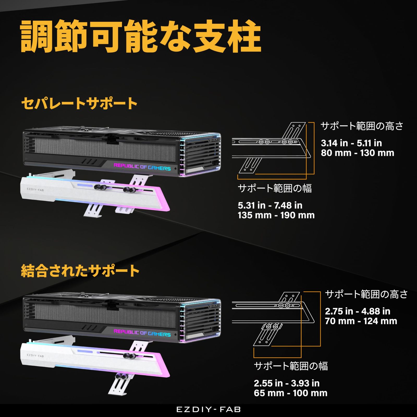 EZDIY-FAB 汎用ビデオカードホルダー GPUブレースサポート グラボ 支え