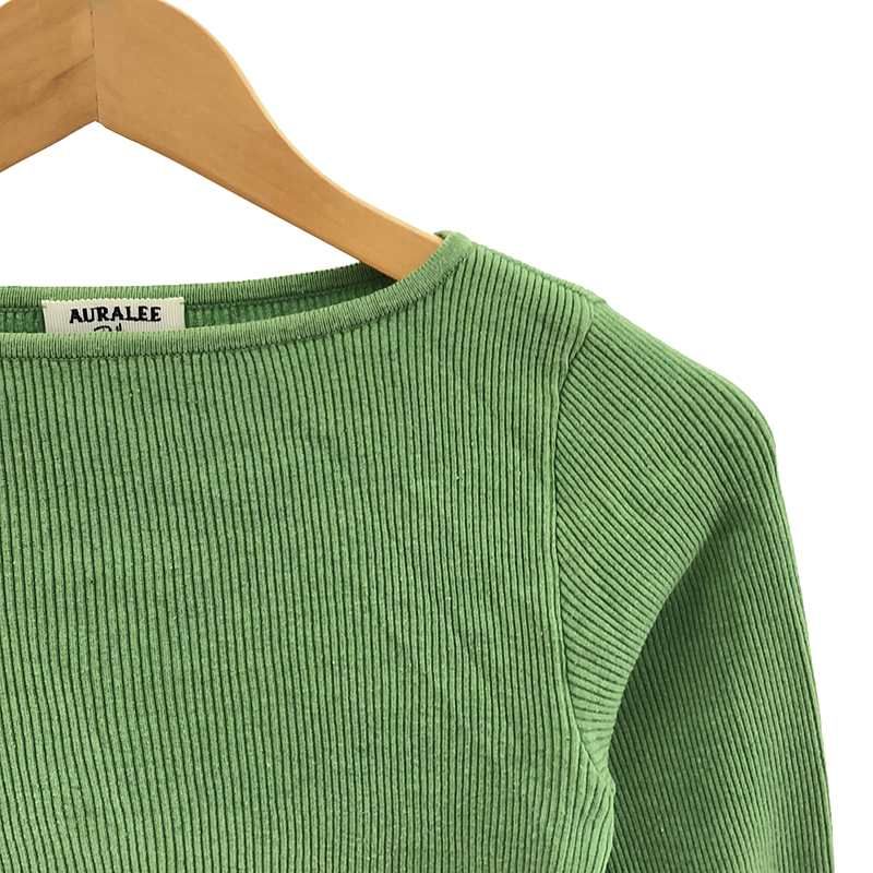 AURALEE - AURALEE / オーラリー | 2021SS | × Ron Herman ロンハーマン別注 Giza Boat Neck Pullover ギザ ボートネック プルオーバー カットソー | 0 | グリーン | レディース AURALEE / オーラリー | 2021SS | × Ron Herman ロンハーマン別注 Giza