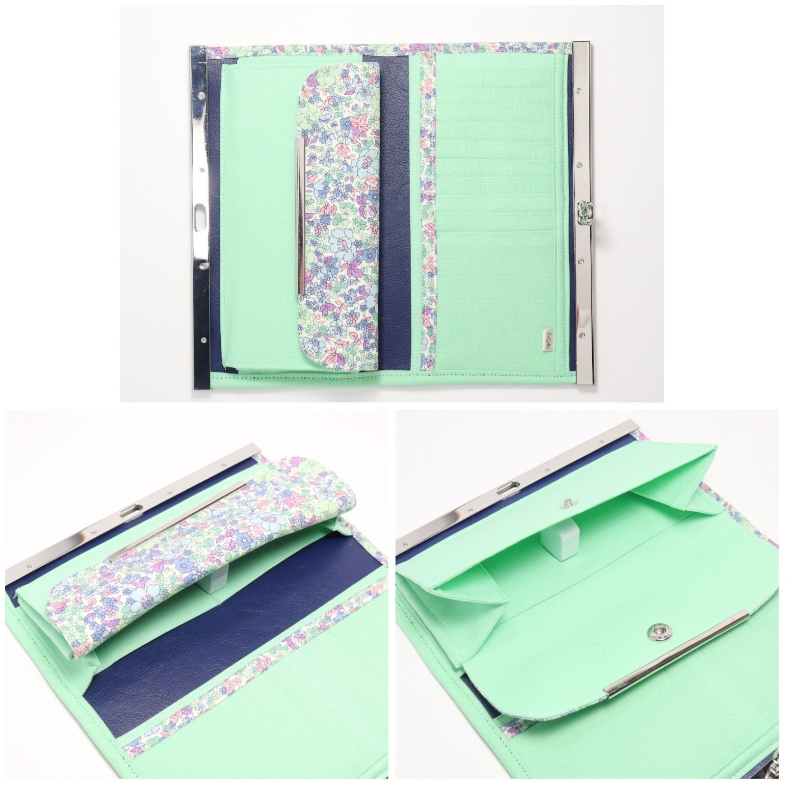 for】整頓しやすいデザイン。直線口金の長財布 FORGET ME NOT 花柄 受注