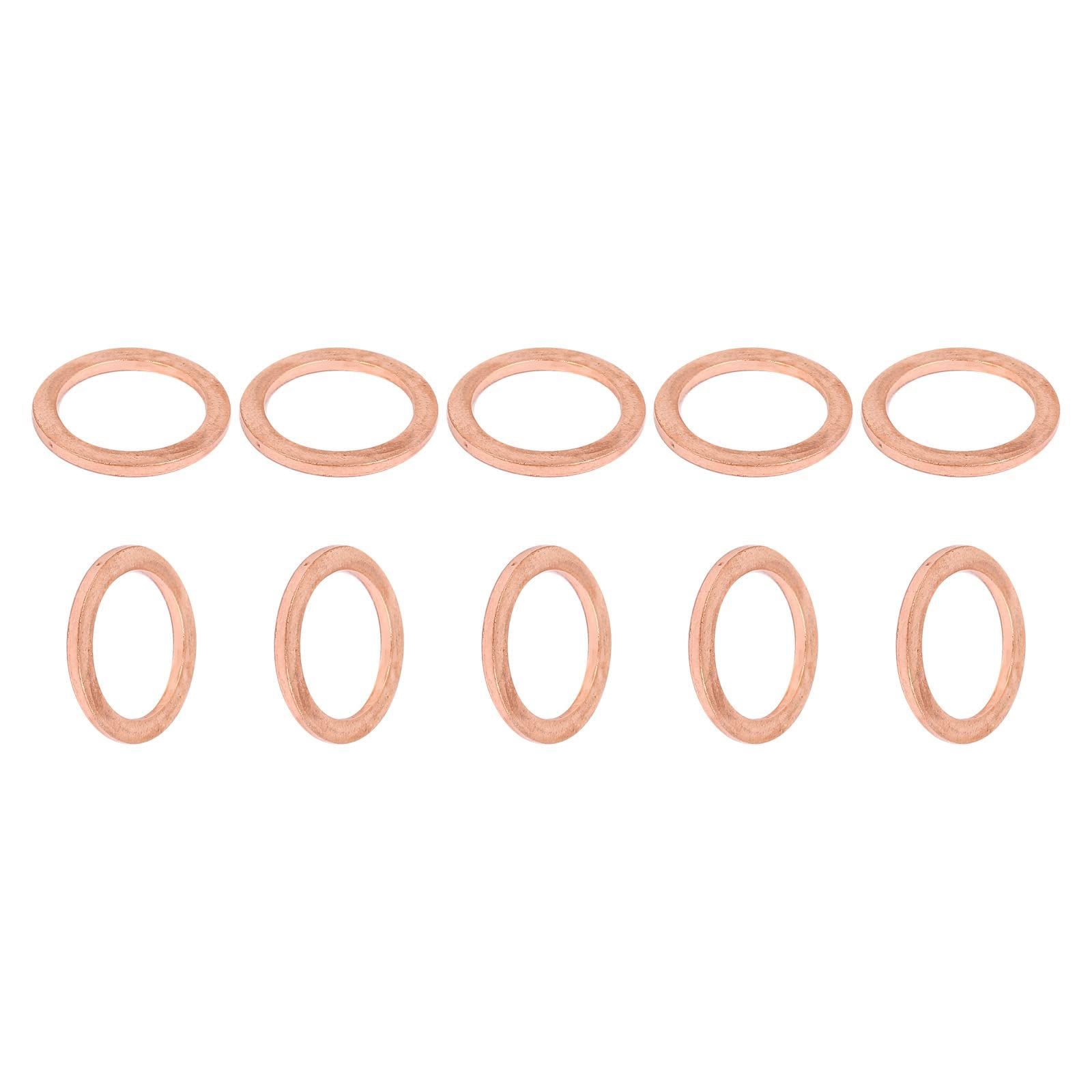 DTGN 18 mm x 24 mm x 2 mm(内径 x 外径 x 厚さ) フラット銅シーリングワッシャー 10個 産業機械用 M18ねじ 銅 フラットリングガスケット