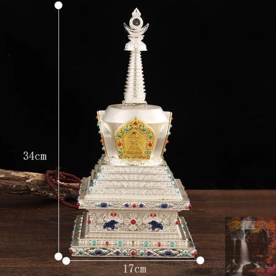 ストゥーパ パゴダ 置物 仏塔 卒塔婆 ゴールド チベット 仏教 黄金