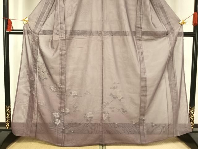 平和屋着物▽訪問着 無双 紗袷 紗×紗 手描き 枝花文 正絹 逸品