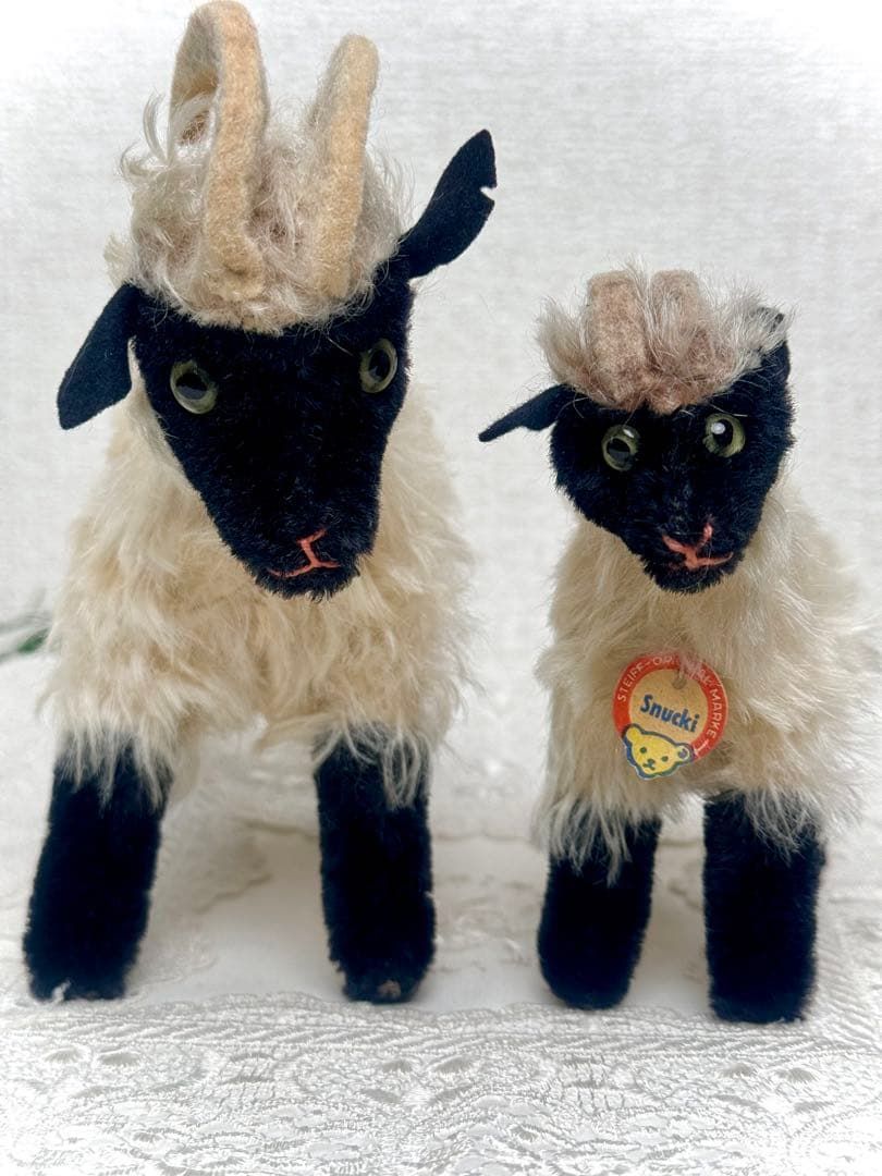 シュタイフ Mountain Sheep Snucki 12cm & 17cm マウンテンシープ 2体セット 山羊 ビンテージ アンティーク Steiff STEIFF