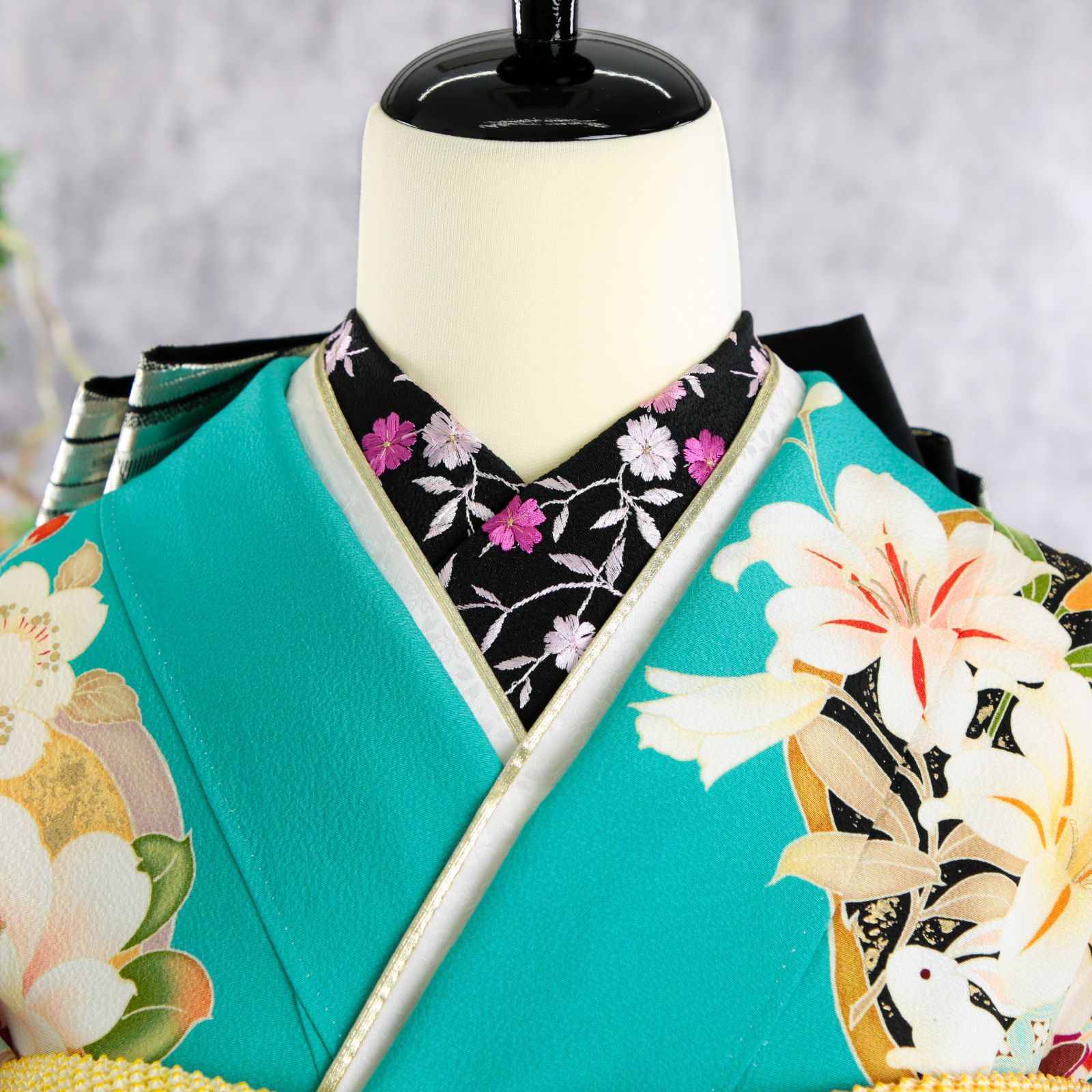 振袖フルセット 振袖セット 振袖 Mサイズ 中古 水色×古典 美品 成人式