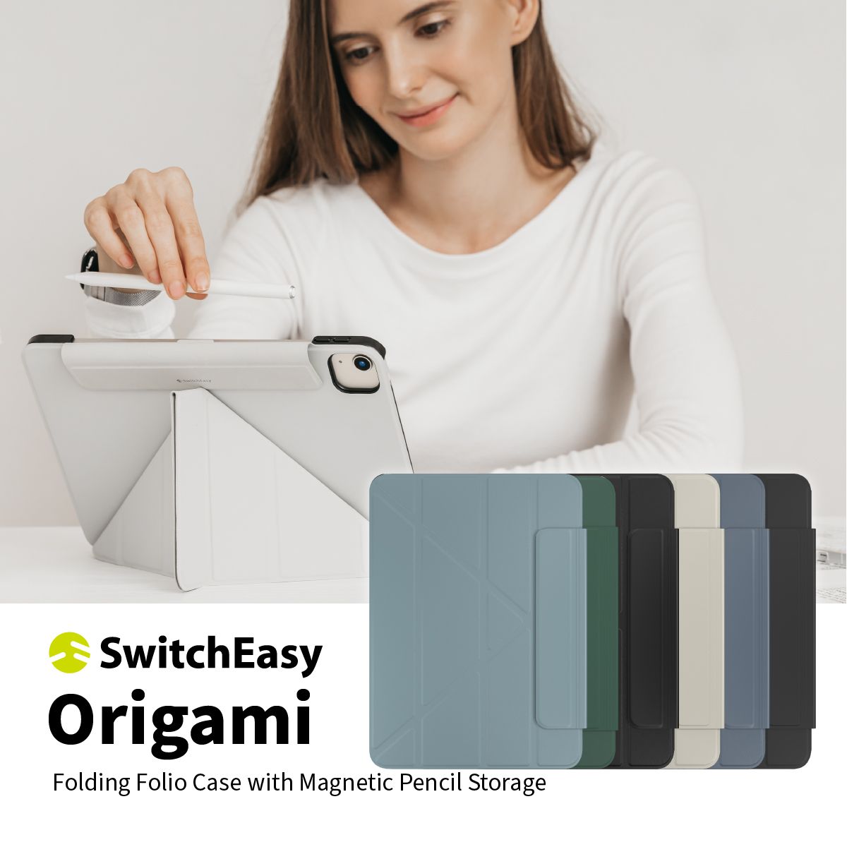 iPad Air 11 2024 M2 10.9 /iPad Pro 11 ケース ApplePencil 2 充電 ホルダー / スタンド 付 手帳 レザー カバー iPadAir 11インチ 対応 SwitchEasy Origami