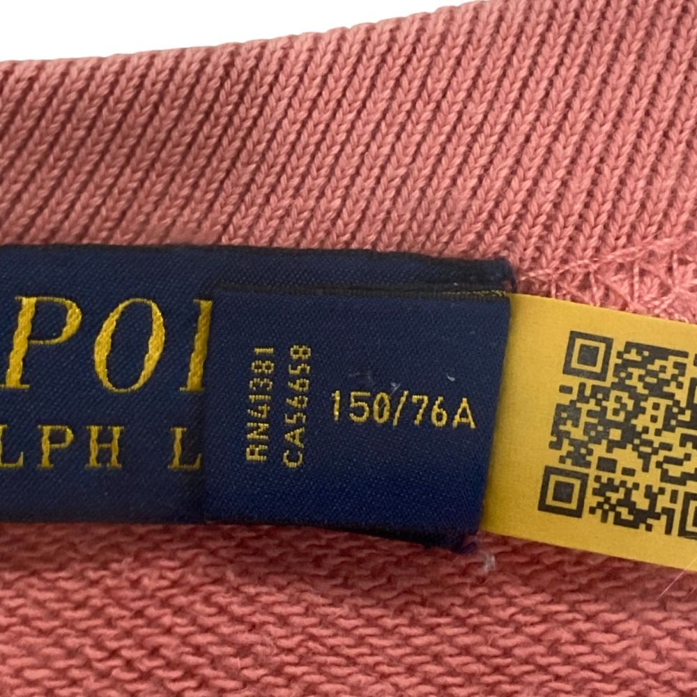 美品 22AW POLO RALPH LAUREN ポロラルフローレン ホース刺〓 バックロゴ スウェット トレーナー XXS ピンク レディース 古着 中古 美品 22AW POLO RALPH LAUREN ポロラルフローレン ホース刺繡