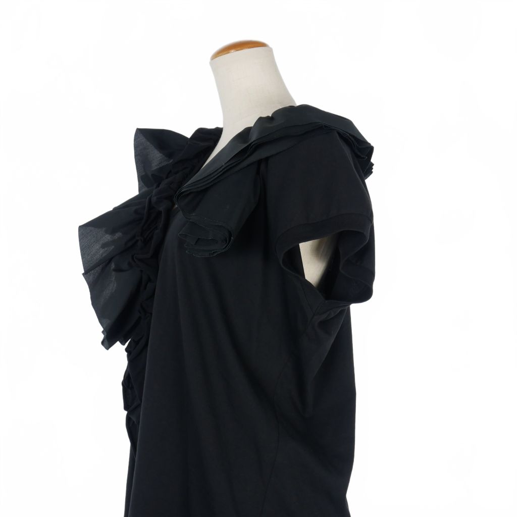 ドリスヴァンノッテン DRIES VAN NOTEN 23SS フリル フレンチスリーブ カットソー Tシャツ 半袖 S 黒 ブラック 231-2885 レディース ドリスヴァンノッテン DRIES VAN NOTEN 23SS フリル フレンチ