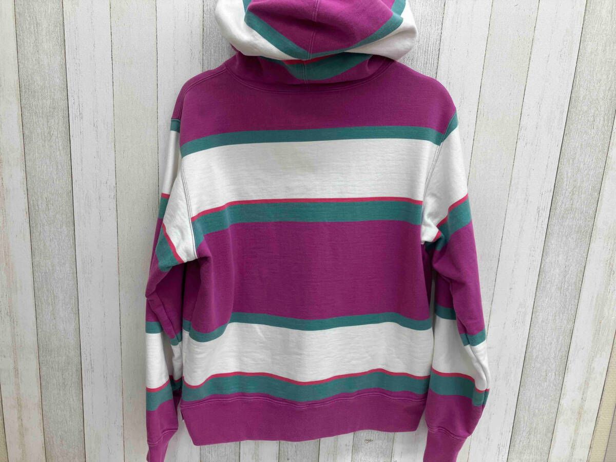 Supreme Stripe Hooded Sweatshirt Purple/White 19FW Sサイズ
