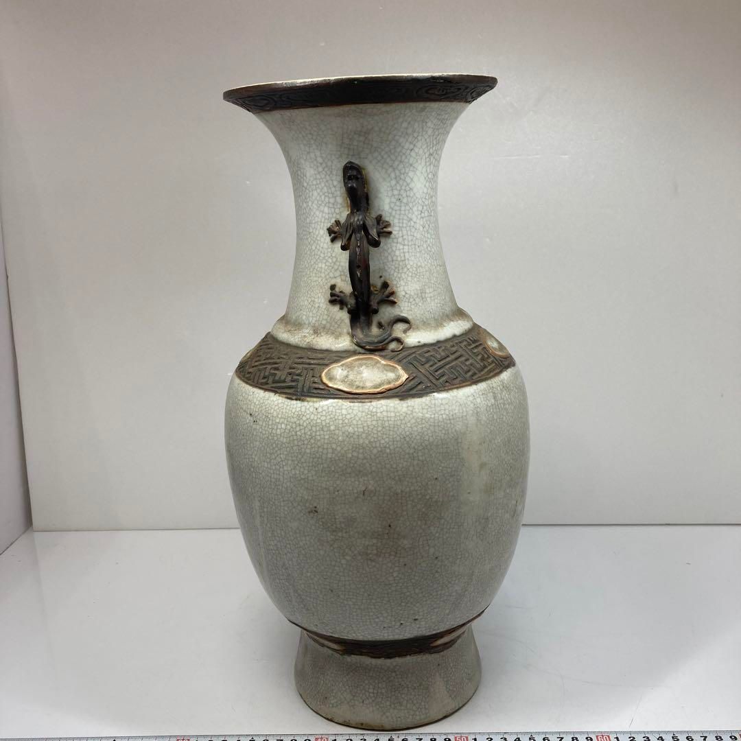 中国清時代　康熙年製　龍耳大花瓶　高さ46㎝　東Y5-1212⑦タエチ 中国清時代 康熙年製 龍耳大花瓶 高さ46㎝ 東Y5-1212⑦タエチ