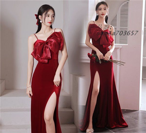 ドレス 大人 ピアノ 発表会 マーメイド ロングドレス レッド 母親 ワンピース 結婚式 ピアノ発表会 演奏会 赤 演奏会ドレス am4a703657