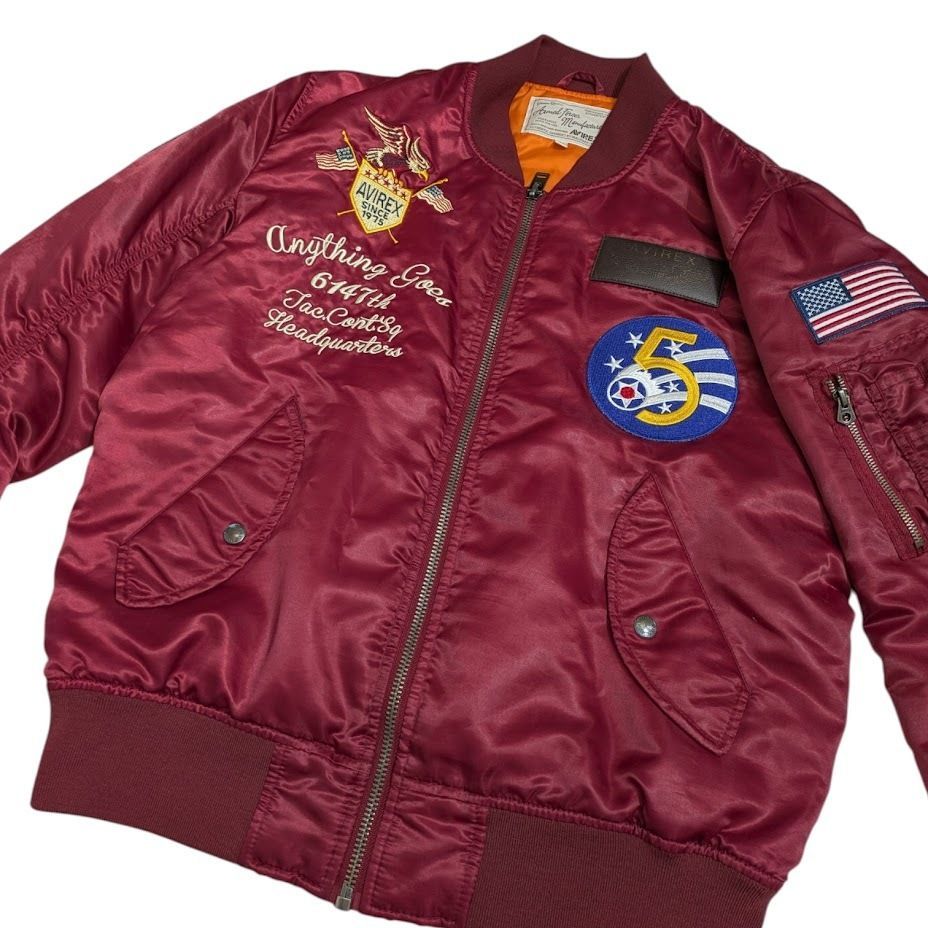 22 AVIREX アヴィレックス MA-1 フライト ジャケット レッド ボルドー
