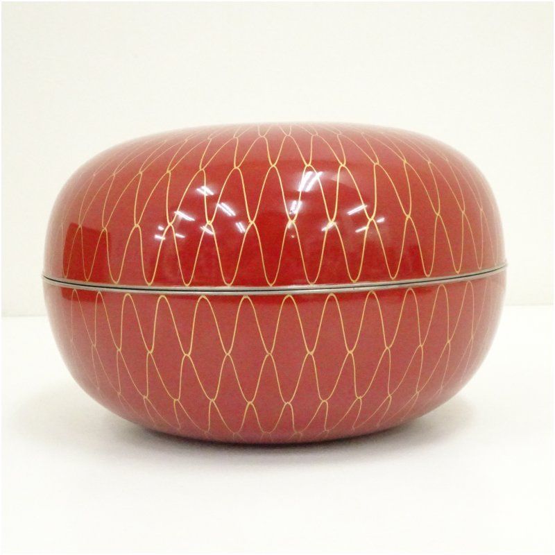 象彦造 朱漆塗網目蒔絵喰籠（共箱） 和食器 茶器 菓子器 おしゃれ