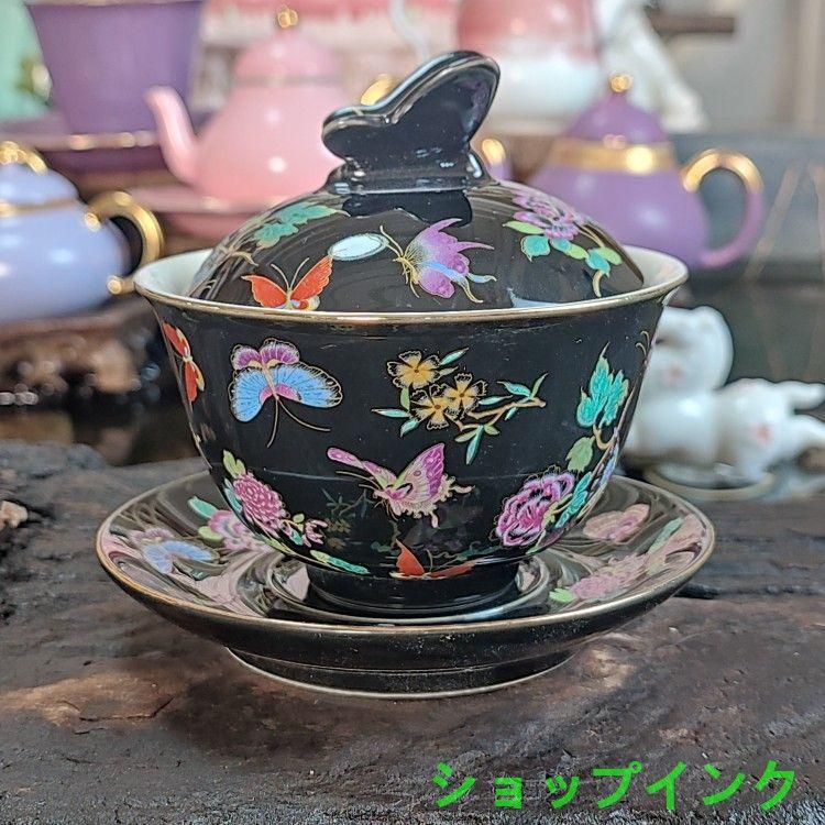 鯖龍紋三才蓋碗 中国茶器 景徳镇 蓋付き茶器 飲茶食器 煎茶