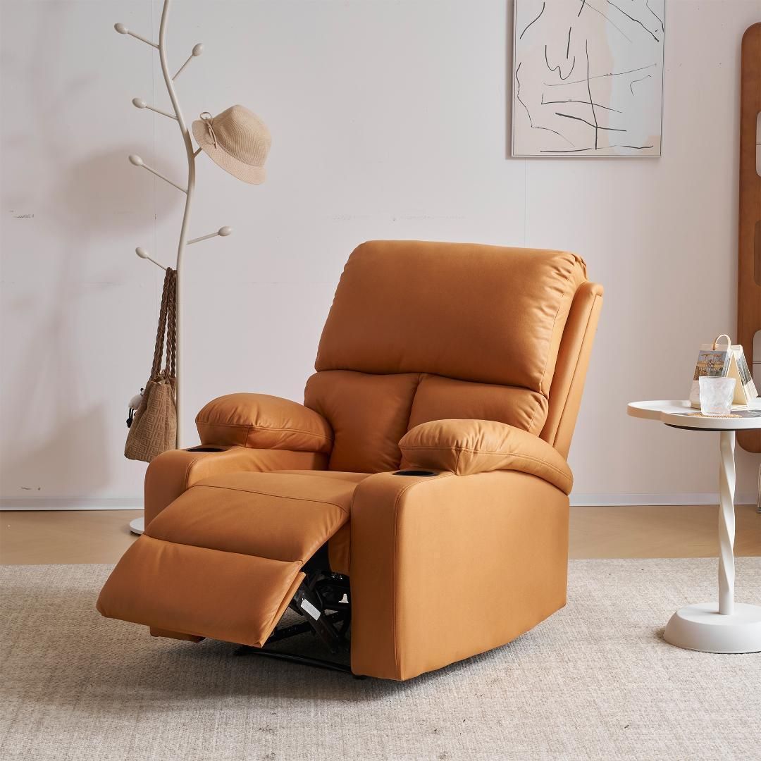 リクライニングソファー 電動リクライニングソファ オットマン一体型【キャメル】 リクライニングソファ1人掛け電動リクライニングオットマン一体型