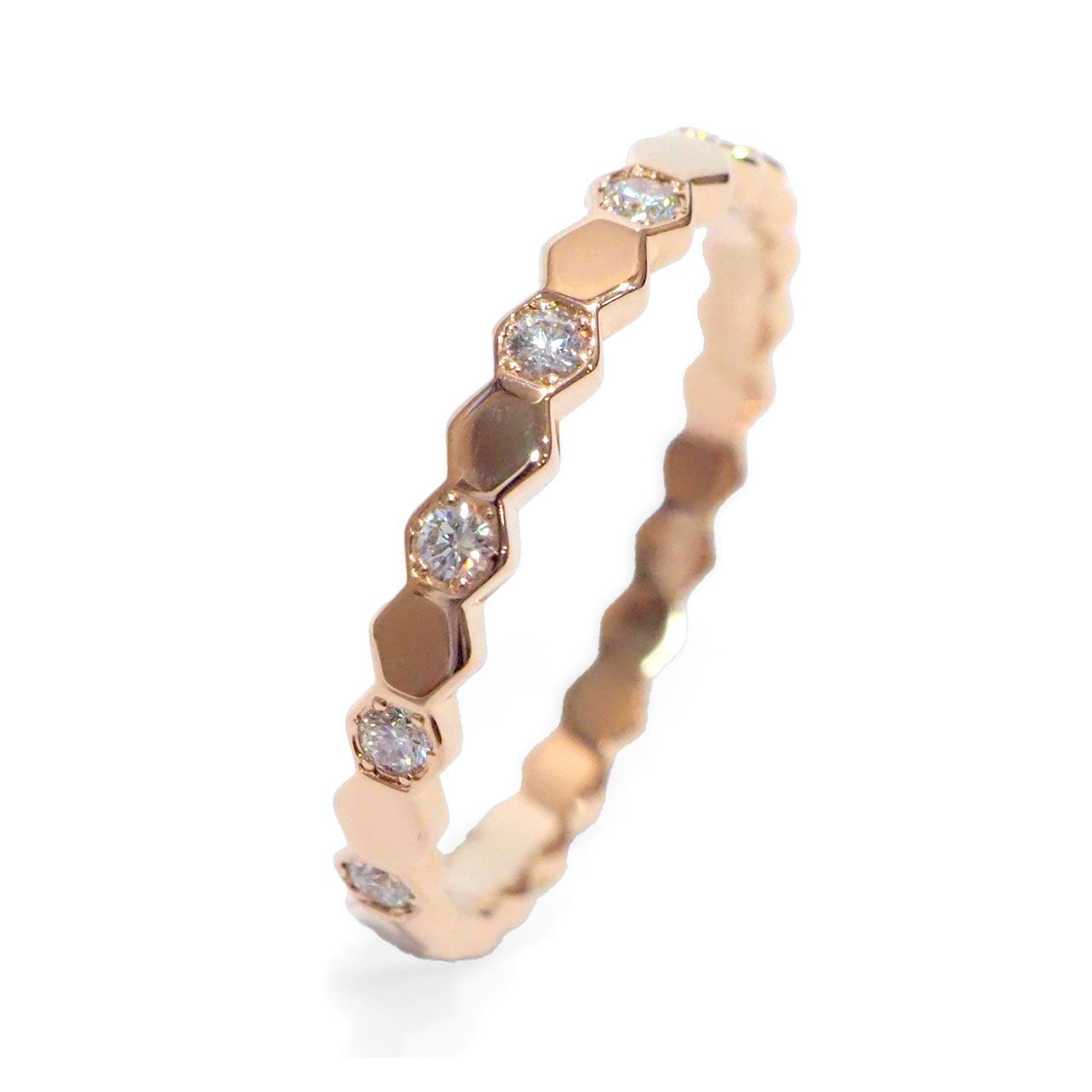 CHAUMET ショーメ ビードゥショーメ ビーマイラブ K18PG ダイヤモンド 0.21ct ハニカム リング 50 約9.5号位 約1.6g位 081933 指輪 18金 ピンク ゴールド ジュエリー レディース ブランド