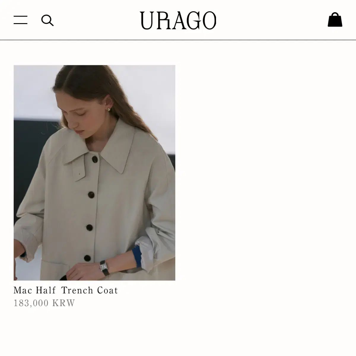 URAGO ウラゴ　マックハーフトレンチコート 新品 URAGO(ウラゴ) URAGO Mac ハーフ トレンチコート mac half
