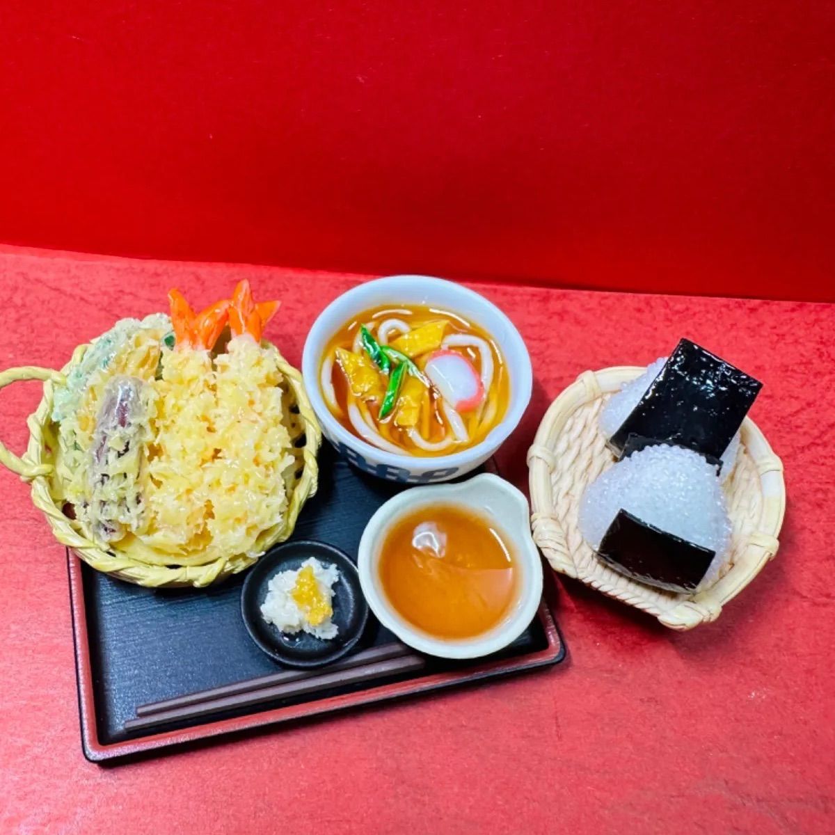 171 天ぷら定食Bセット ⭐️ミニチュアフード 天ぷら うどん