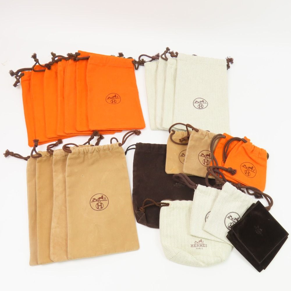 エルメス 巾着 保存袋 ダストバッグ 小物用 26点 セット サイズ色々 100822 HERMES エルメス 巾着 保存袋 ダストバッグ 小物用