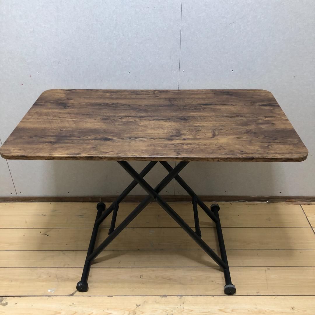 【送料無料】ガス昇降式 折りたたみテーブル キャスター付き デスク 250802 送料無料】ガス昇降式 折りたたみテーブル 高さ調整 木目調 幅100×奥行