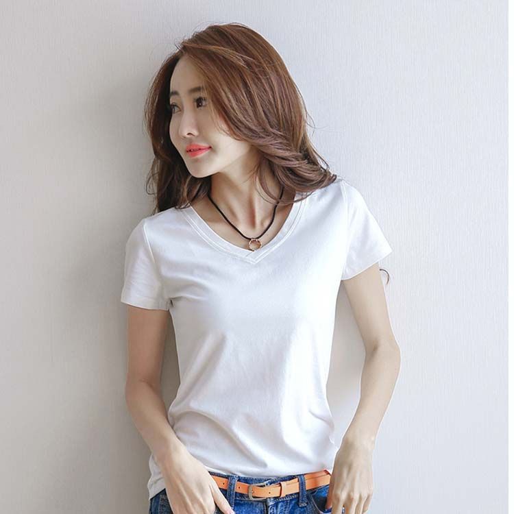 レディース トップス 無地 夏 無地tシャツ カットソー Vネック T