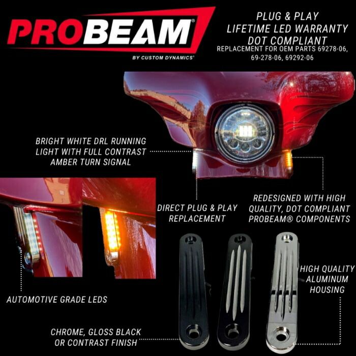 PROBEAM DYNAMIC STRIPS ターンシグナル 2014〜25年FLHX FLHT クローム WWW_OLIVIERBERNSTEIN_COM