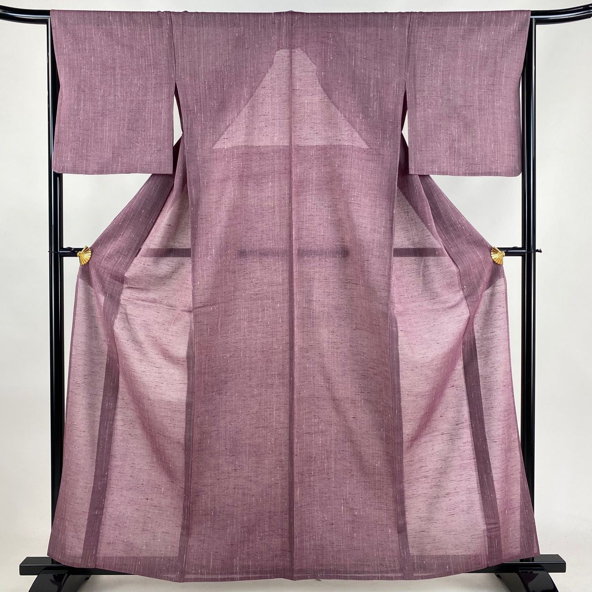 紬 身丈160.5cm 裄丈64.5cm M 薄物 夏紬 赤紫 正絹 秀品