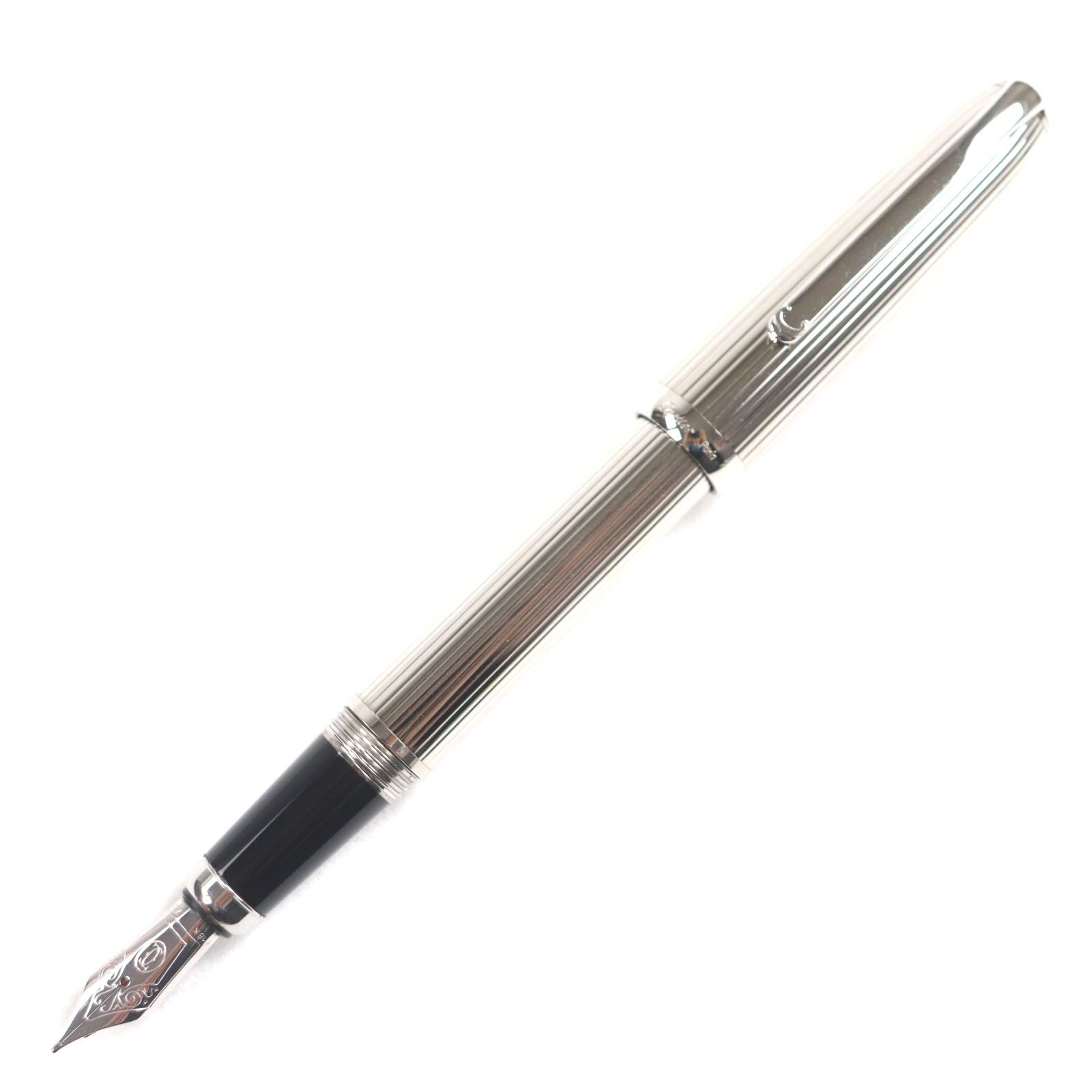 Cartier カルティエ ルイ カルティエ ゴドロン ペン先18K ブラックジェムストーン Mニブ 万年筆 シルバー ケース付き フランス製 メンズ
