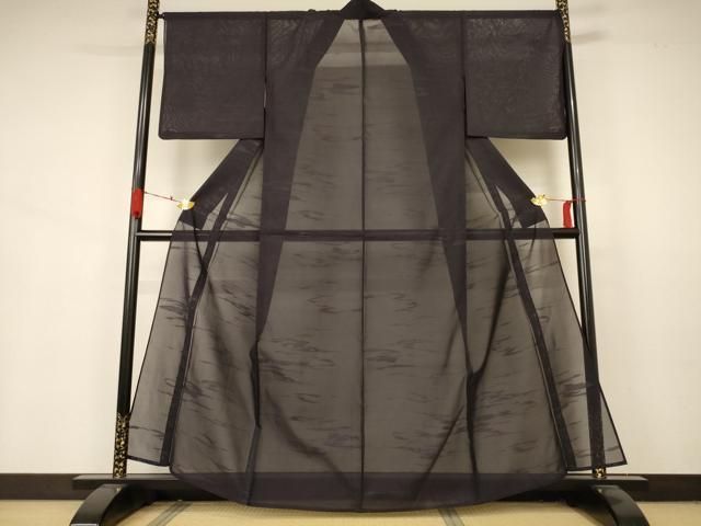 平和屋着物 夏物 色無地 流水紋紗 紅消鼠色 正絹 AABA9376jd