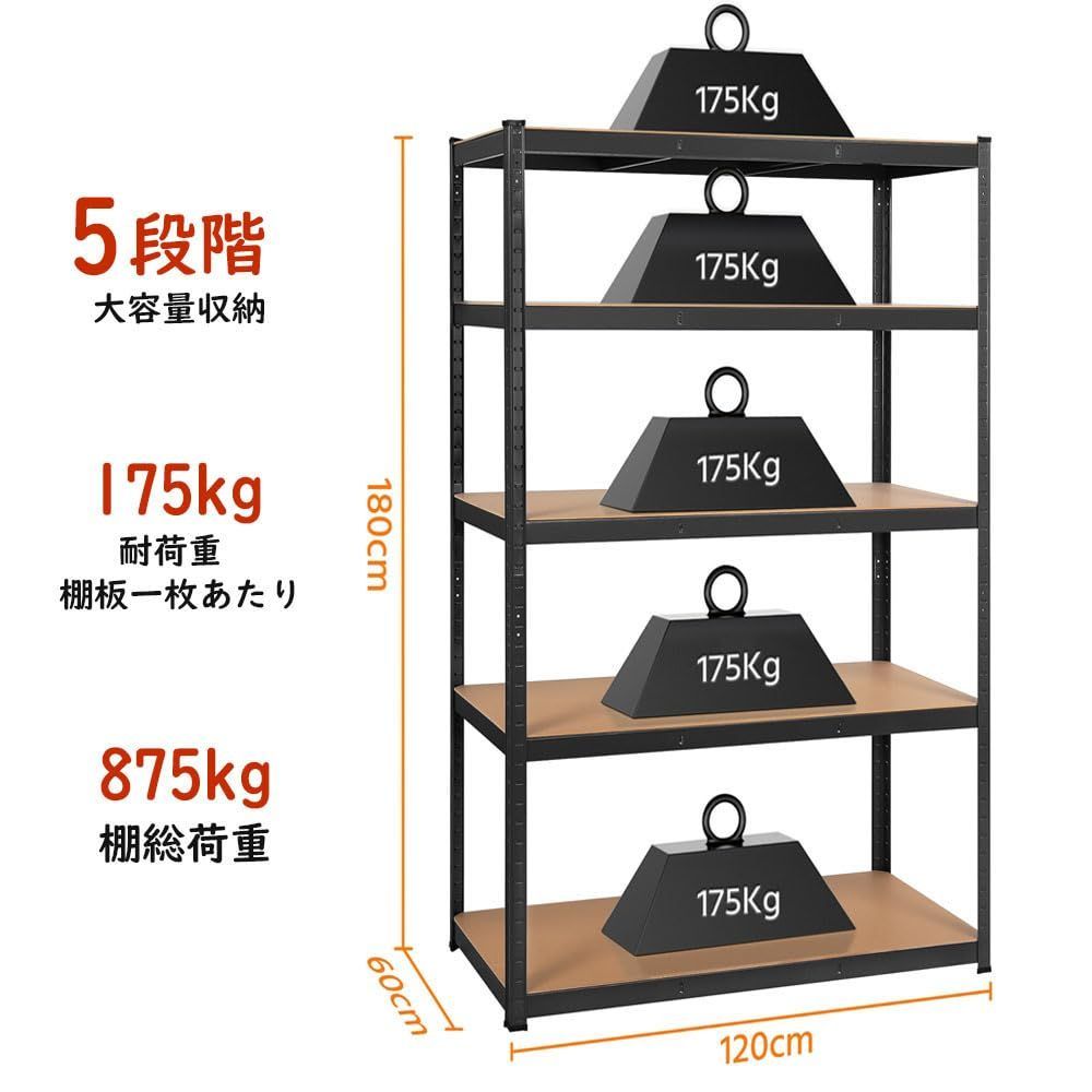 新着商品Yaheetech スチールラック メタルラック 5段 耐荷重875kg 120