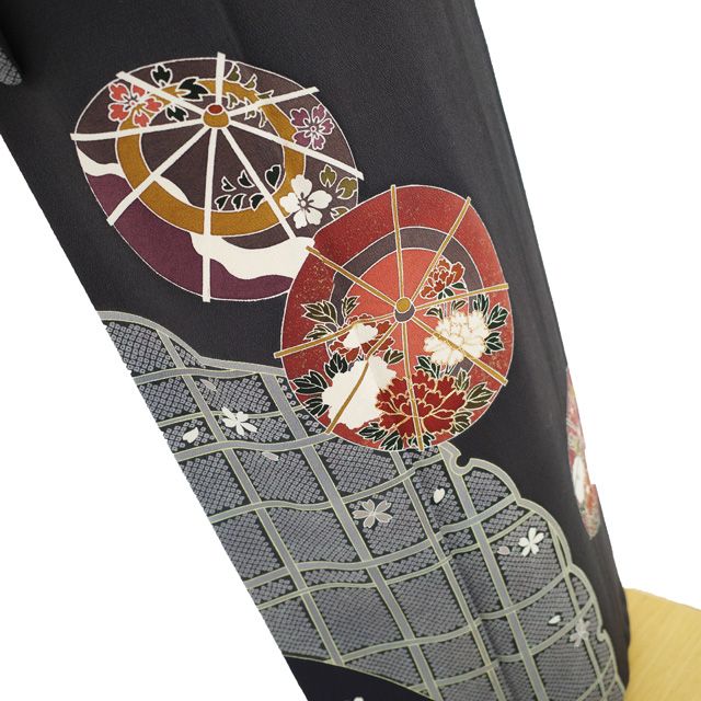 Y3683◇美品 正絹 金駒刺繍 縮緬 手縫い仕立て 訪問着 着物 中古】 訪問着 リサイクル 着物 正絹 縮緬 袷 金駒刺繍 手染め