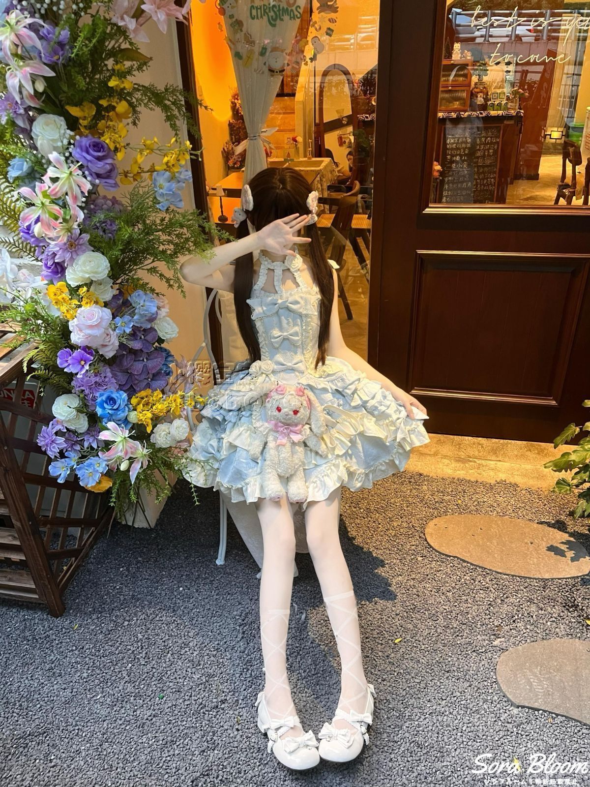 ゴスロリ・ロリータドレス 水色 茶色 フリル 土曜セール】ゴスロリ