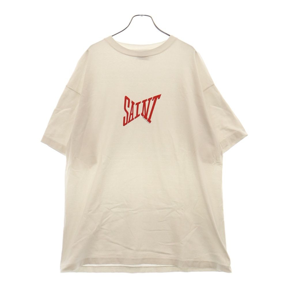 SAINT MICHAEL (セントマイケル) 24SS SS TEE RIBON SAINT リボンセント ロゴプリント 半袖Tシャツ カットソー ホワイト/レッド SM-YS8-0000-011