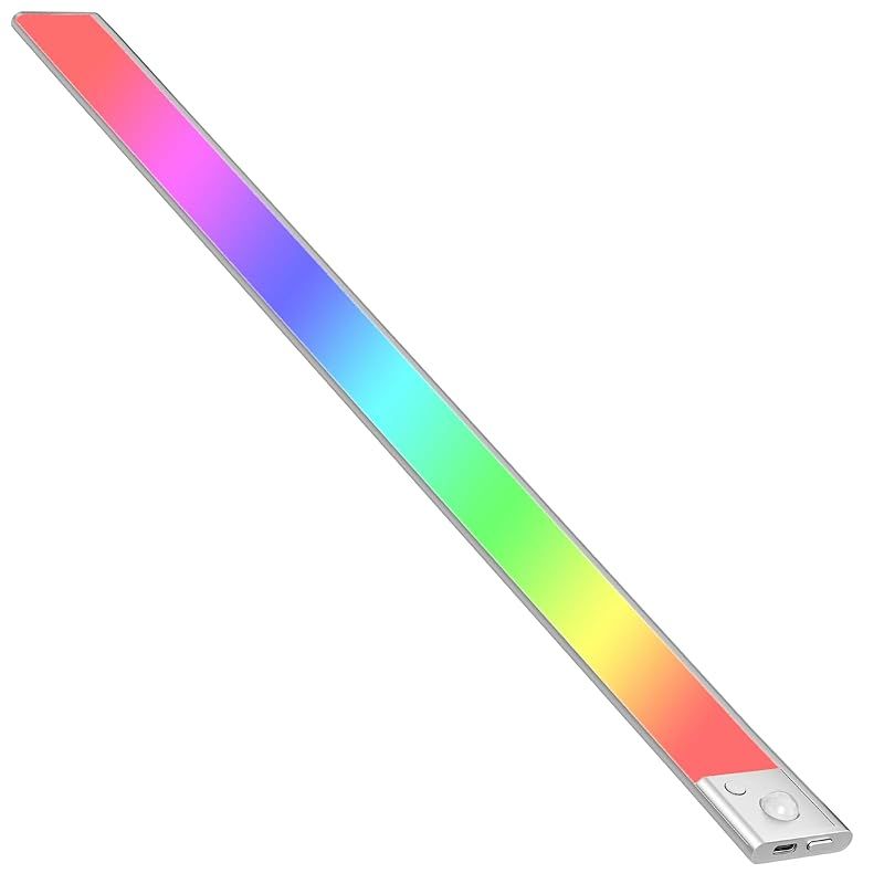 人感センサーライト LEDセンサーライト 60cm バーライト カラフル＆昼白色 無段階調光 Type-C 充電式ライト 階段ライト 120 3M誘導距離 屋内 マグネット 配線工事不要 超薄型設計 省エネ 高感度 