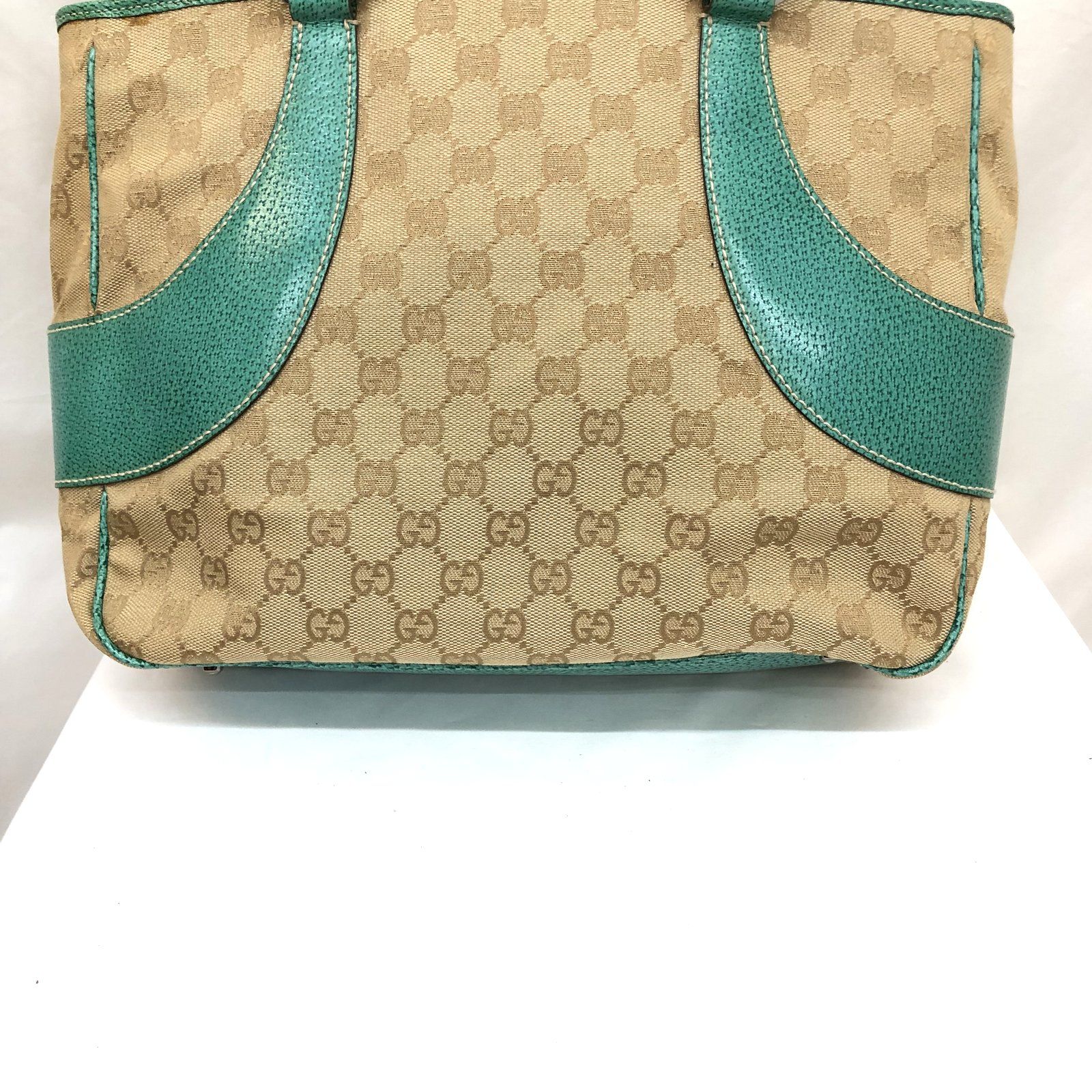 GUCCI グッチ トートバッグ ベージュ グリーン GGキャンバス GG柄 
