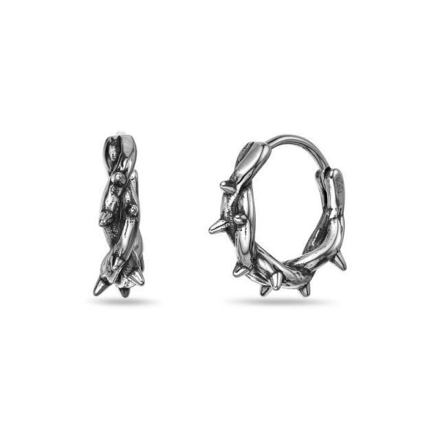 送料無料 リンクス メンズ ピアス イヤリング アクセサリー Men s LYNX Stainless Steel Thorn Hoop Earrings Stainless