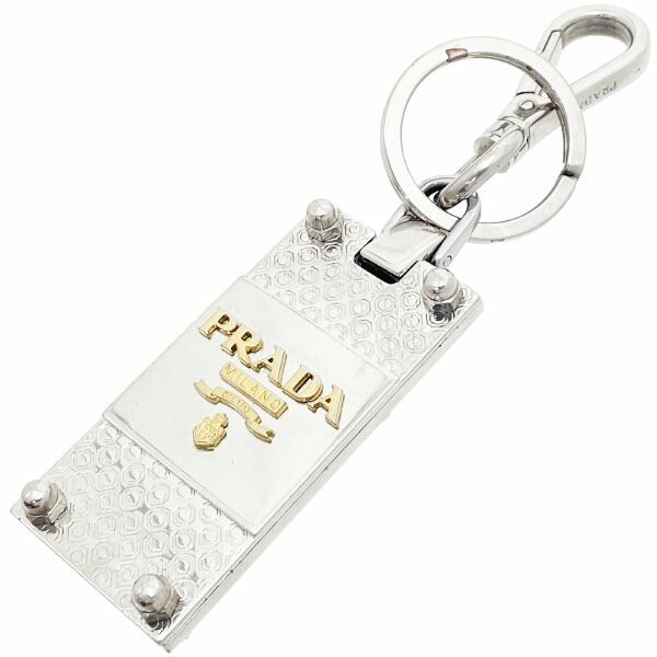 プラダ キーホルダー ロゴ チャーム メタル シルバー金具 ゴールド金具 PRADA 六角ナット スタッズ キーリング キーフック キーチャーム バッグチャーム キー 鍵 ブランド小物