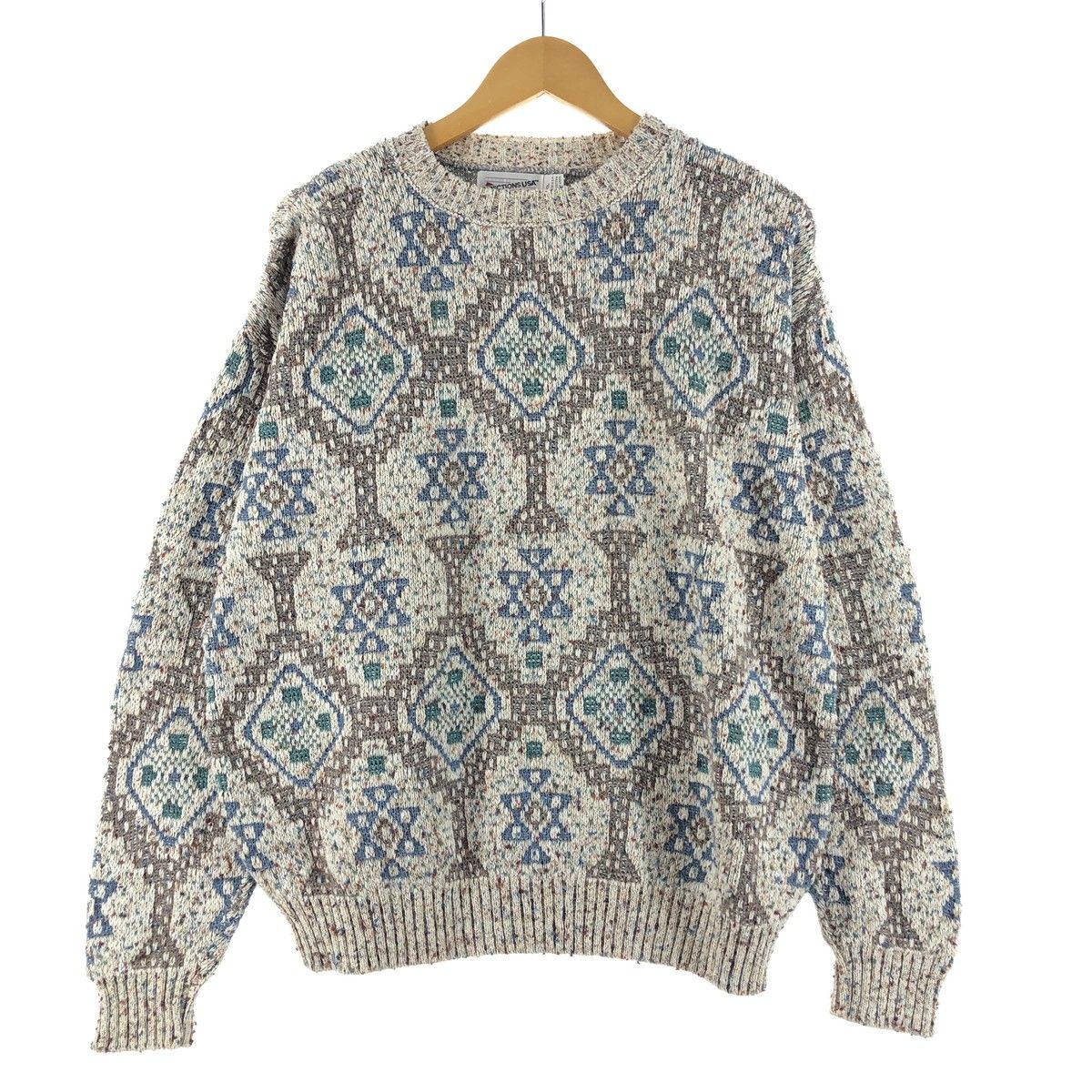 古着 DIRECTIONSUSA 総柄 コットンニットセーター USA メンズL/eaa362127