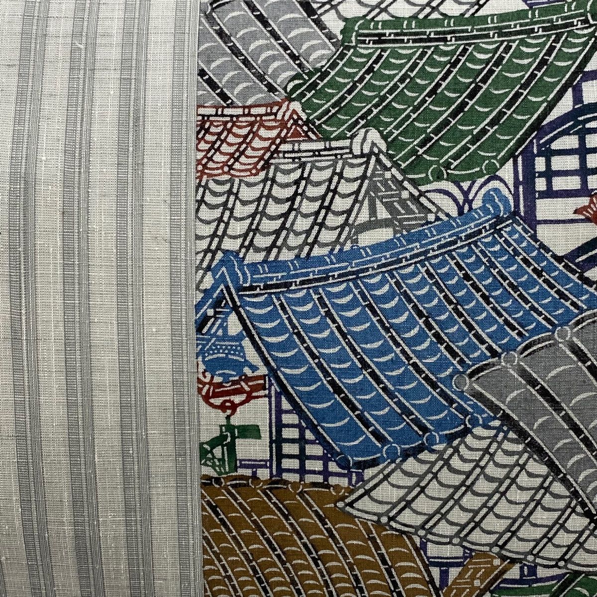 開き名古屋帯 秀品 紬地 屋根 縞 灰白 正絹 USTAUSTRALIA_COM_AU