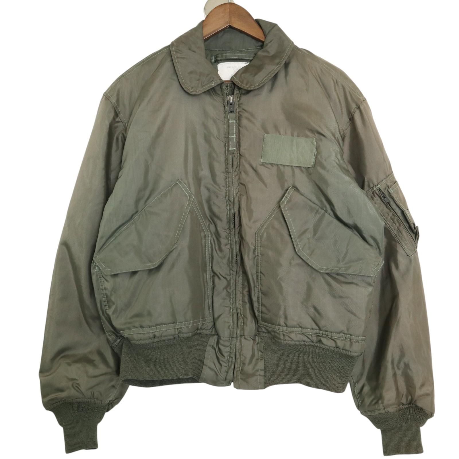80年代 米軍実物 U.S.AIRFORCE CWU-45/P フライトジャケット ミリタリー セージグリーン (メンズ MEDIUM) 中古 古着 A3129