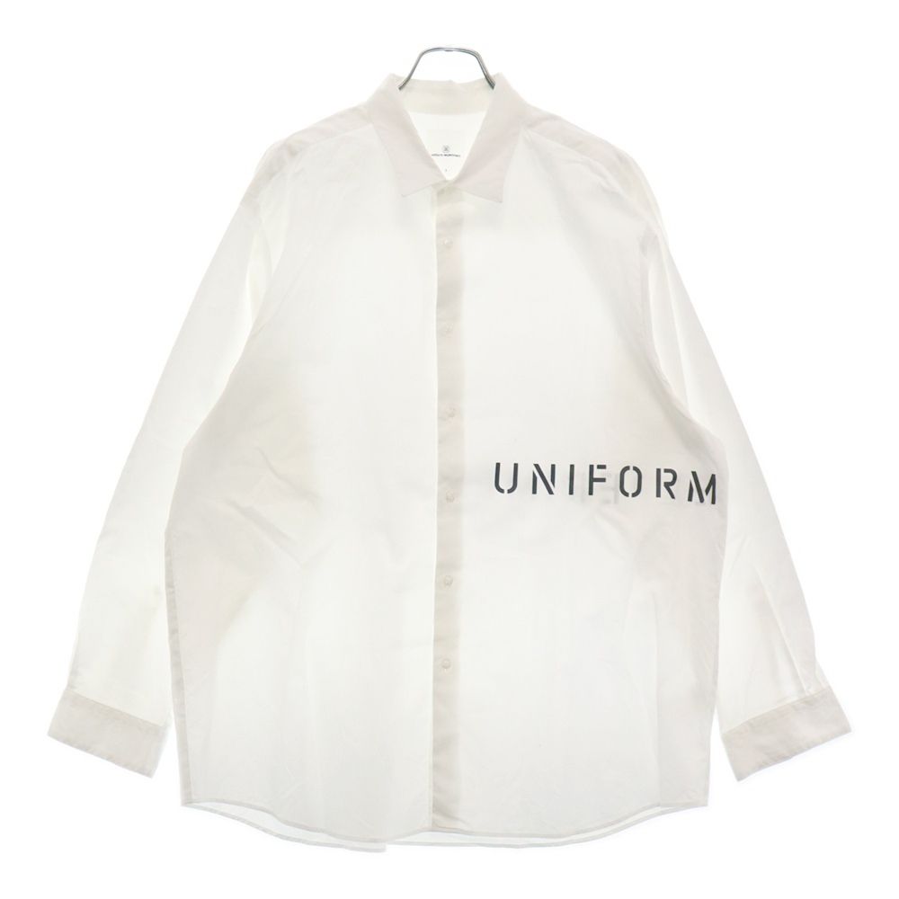 UNIFORM EXPERIMENT (ユニフォームエクスペリメント) BAGGY SHIRT ロゴプリントオーバーサイズロングスリーブドレスシャツ ホワイト UE-230040