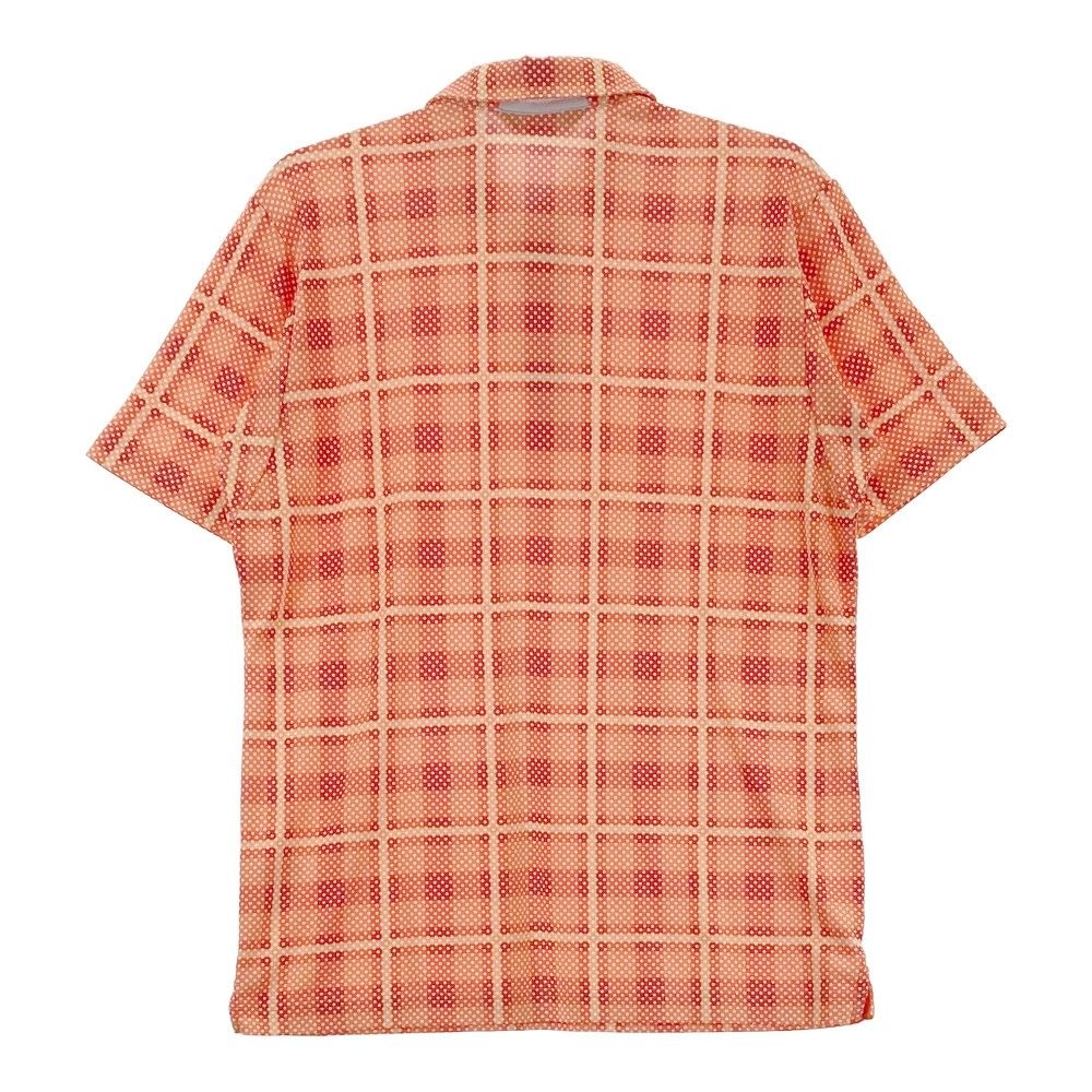サイズ：L MUNSING WEAR マンシングウェア  半袖ポロシャツ ボタンダウン チェック×ドット柄 オレンジ系 [240101428358] ゴルフウェア メンズ ストスト MUNSING WEAR マンシングウェア 半袖ポロシャツ ボタンダウン