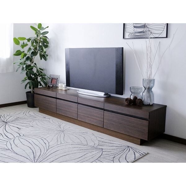 TVボード（ウォルナット） 幅約210cm [完成品］【代引不可】
