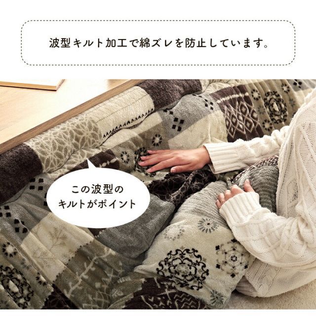 日本製 こたつ布団 こたつ厚掛け布団 単品 和柄 長方形 大判 ブルー 約