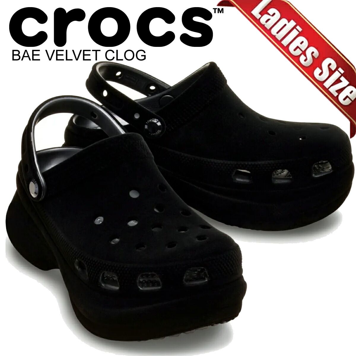クロックス ベイ ベルベット クロッグ ブラック crocs BAE VELVET CLOG BLACK 211919-001 靴 サンダル レディース ウィメンズ