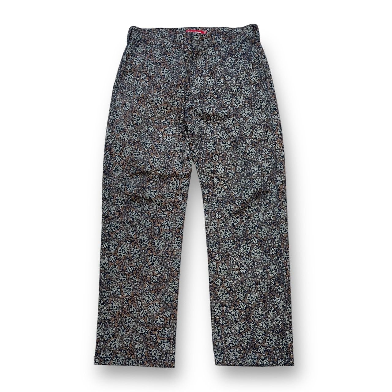 パンツ supreme 21aw work pants floral cards Supreme 21AW Work Pant Navy Floral Cards 32 - メルカリ
