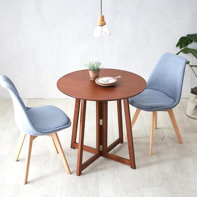 ドウシシャ 折りたたみテーブル ダイニングテーブル 丸 円形 75cm 天然木製 可愛い 北欧 ダークブラウン 幅75×奥行75×高さ72cm NDT75R-BR 1~2人用 一人暮らしサイズ 小さめ 省スペース しっかりとした作りで頑丈 作業台